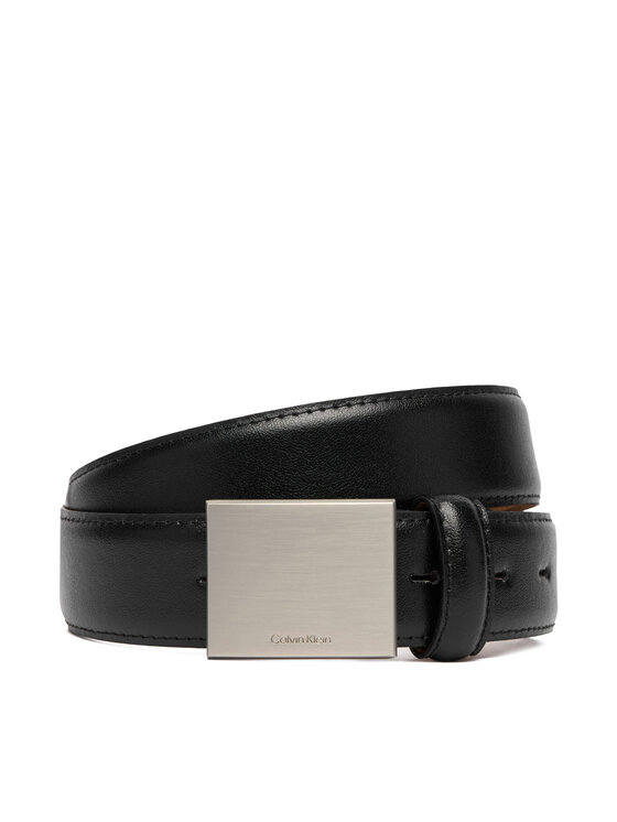 Calvin Klein Pasek Logo Plaque Smooth 32Mm LV04D7030G Czarny