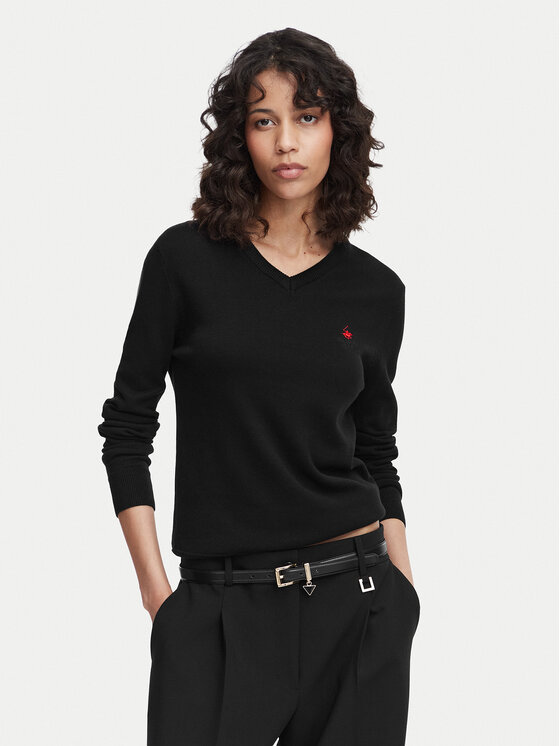 Beverly Hills Polo Club Sweter P-SS26W-M536563 Czarny Regular Fit