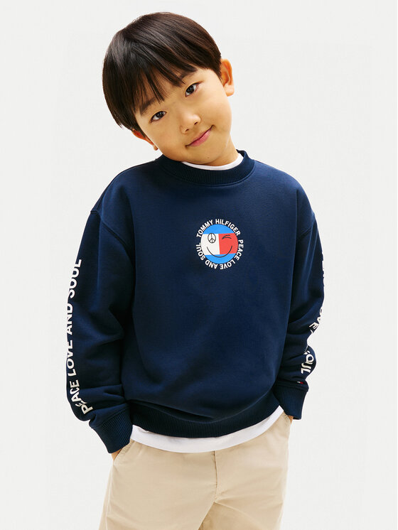 Tommy Hilfiger Bluza Smiley Flag KB0KB10258 Granatowy Regular Fit