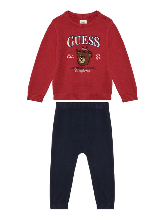 Guess Komplet sweter i spodnie materiałowe I6BG04 Z1273 Czerwony Regular Fit