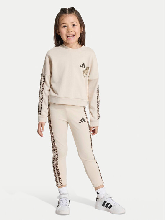 adidas Komplet bluza i legginsy Animal Leggings Set KC7210 Beżowy Regular Fit