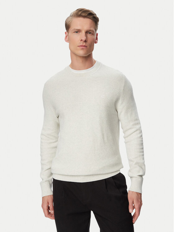 Calvin Klein Sweter LV04LF304G Szary Regular Fit