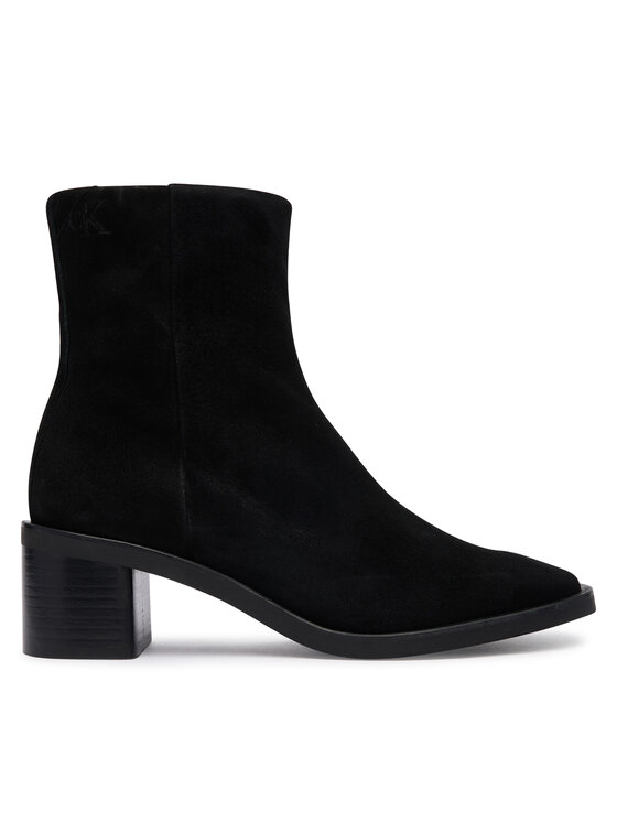 Calvin Klein Botki Block Heel Ank Boot Suede HW0HW03221 Czarny