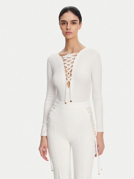 Elisabetta Franchi Body BO-019-51E2-V350 Biały Slim Fit