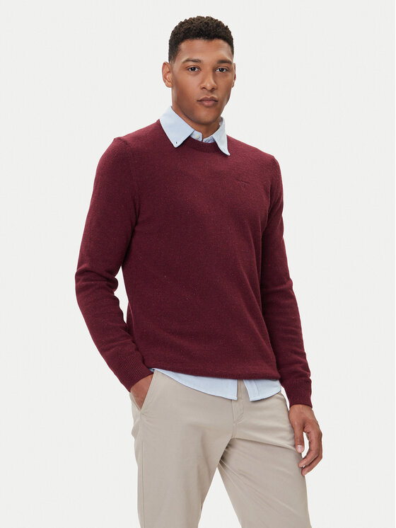 Barbour Sweter Essential Tisbury MKN0844RE56 Bordowy Regular Fit