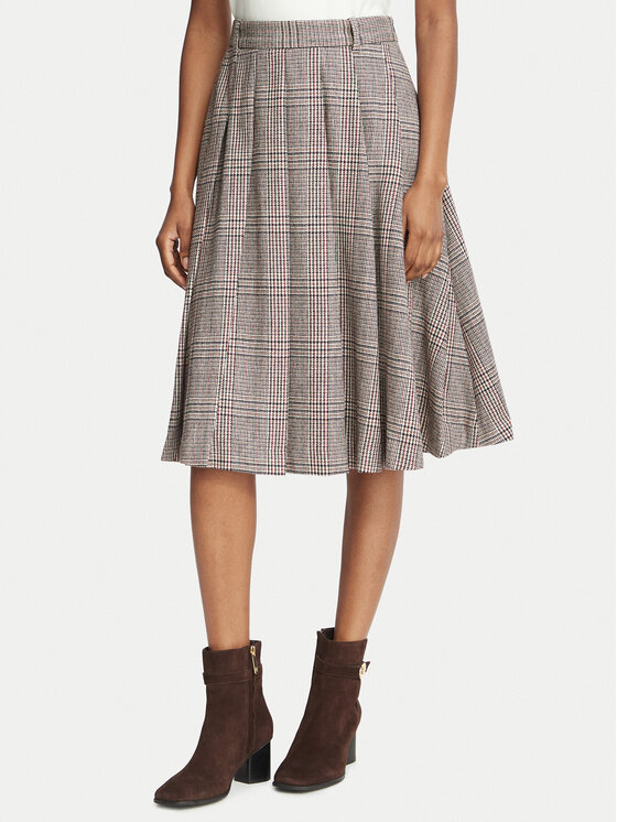 Tommy Hilfiger Spódnica plisowana WW0WW52233 Beżowy ciemny A-Line Fit