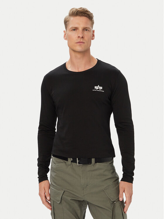 Alpha Industries Longsleeve Basic Small Logo 198517 Czarny Regular Fit