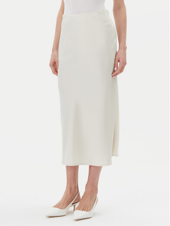 YAS Spódnica trapezowa Pella 26030737 Beżowy Regular Fit