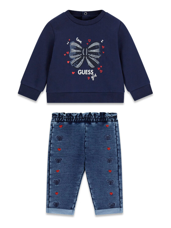 Guess Komplet bluzka i spodnie A6BG16 K6140 Granatowy Regular Fit