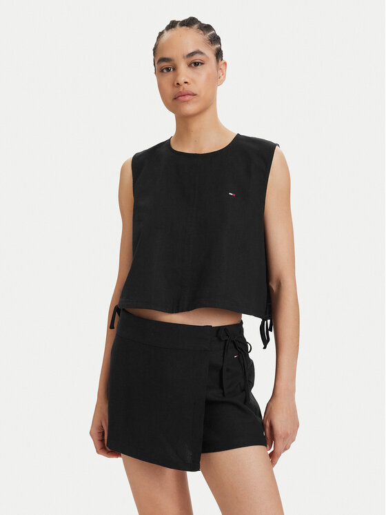 Tommy Jeans Top DW0DW22779 Czarny Regular Fit