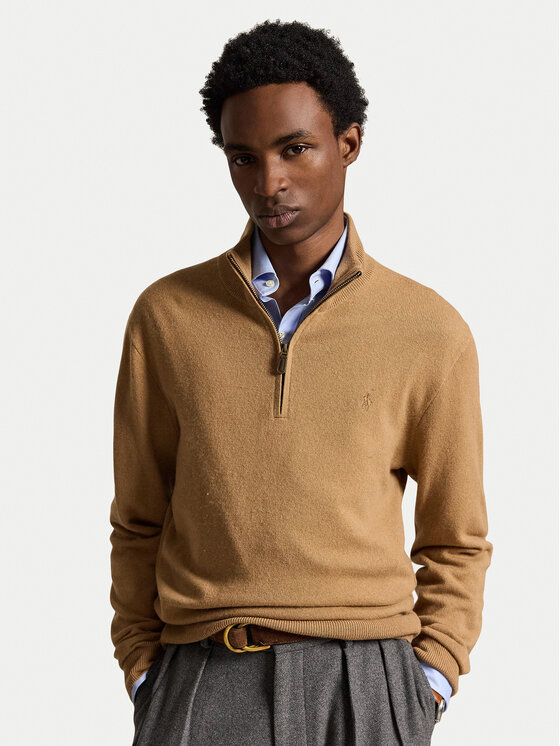 Polo Ralph Lauren Sweter 710876756505 Beżowy ciemny Regular Fit