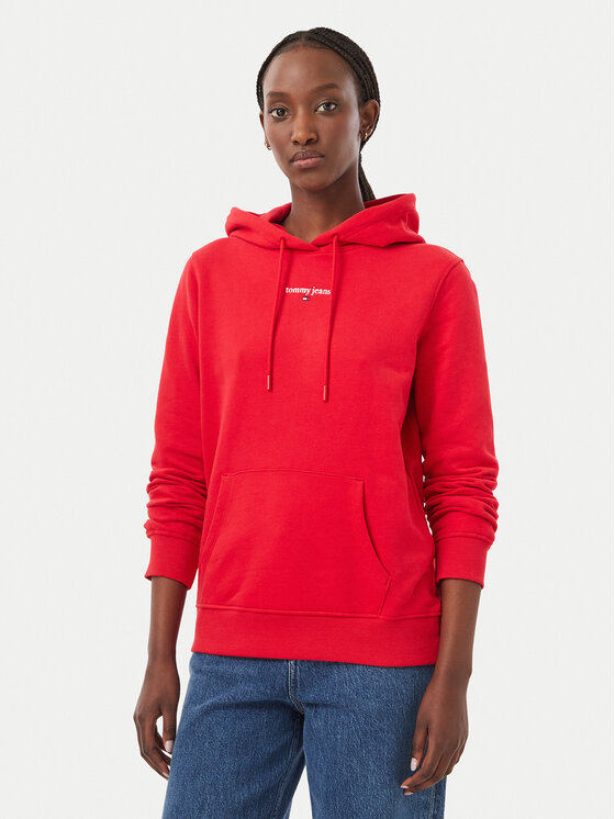 Tommy Jeans Bluza Classic Logo DW0DW23537 Czerwony Regular Fit