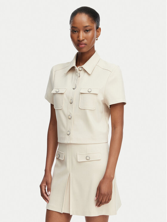 Guess Koszula W6RH83 KCMU2 Beżowy Regular Fit