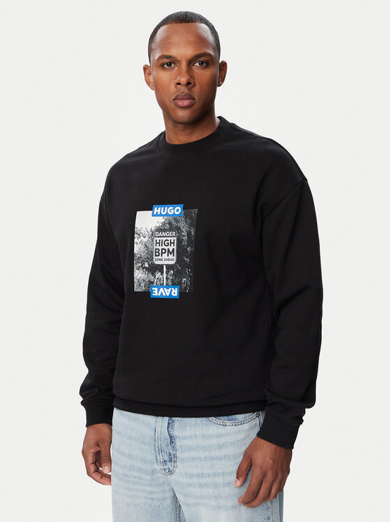 HUGO Bluza Noldocrew 50570029 Czarny Regular Fit