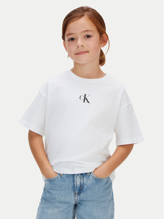 Calvin Klein Jeans T-Shirt LVCKSJA16G Biały Boxy Fit