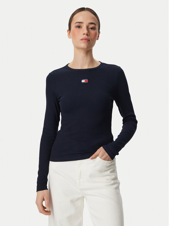 Tommy Jeans Bluzka DW0DW20178 Granatowy Slim Fit