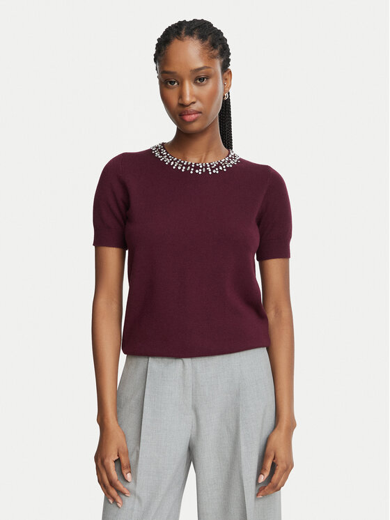 Rinascimento Bluzka CFM0012301003 Bordowy Regular Fit