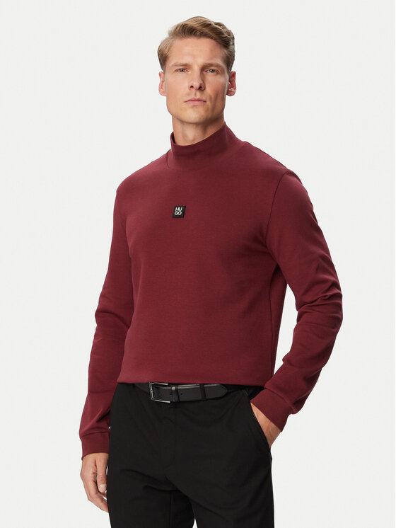 HUGO Longsleeve Derytur 50567967 Bordowy Regular Fit
