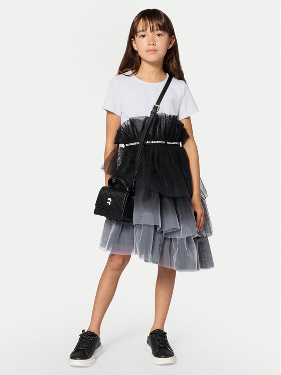 Karl Lagerfeld Kids Sukienka elegancka Z31326 S Czarny Regular Fit