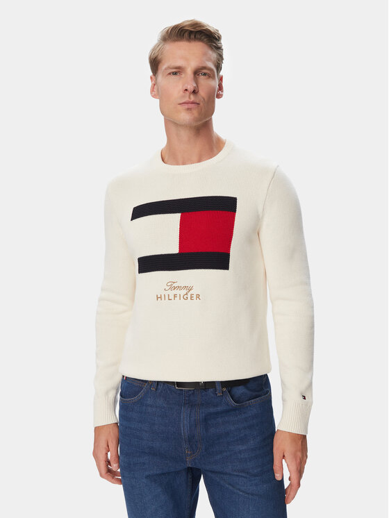 Tommy Hilfiger Sweter MW0MW44816 Kremowy Regular Fit