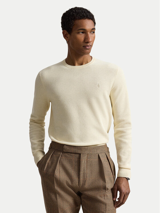 Polo Ralph Lauren Sweter 710918163527 Kremowy Regular Fit