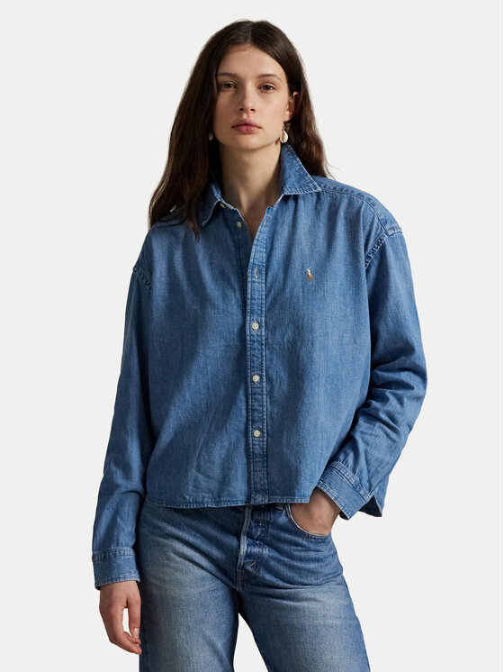 Polo Ralph Lauren Koszula jeansowa 211969457001 Niebieski Boxy Fit