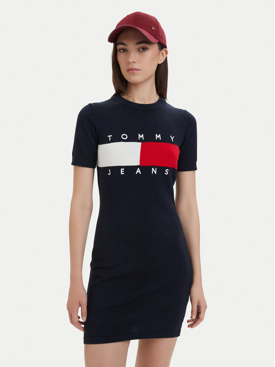 Tommy Jeans Sukienka codzienna Flag DW0DW22853 Granatowy Slim Fit