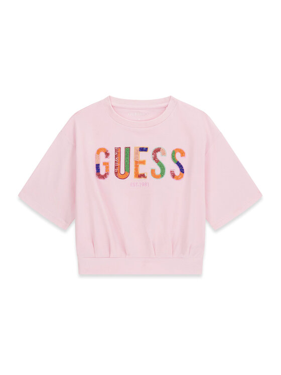 Guess T-Shirt J6GI16 K6YW4 Różowy Boxy Fit