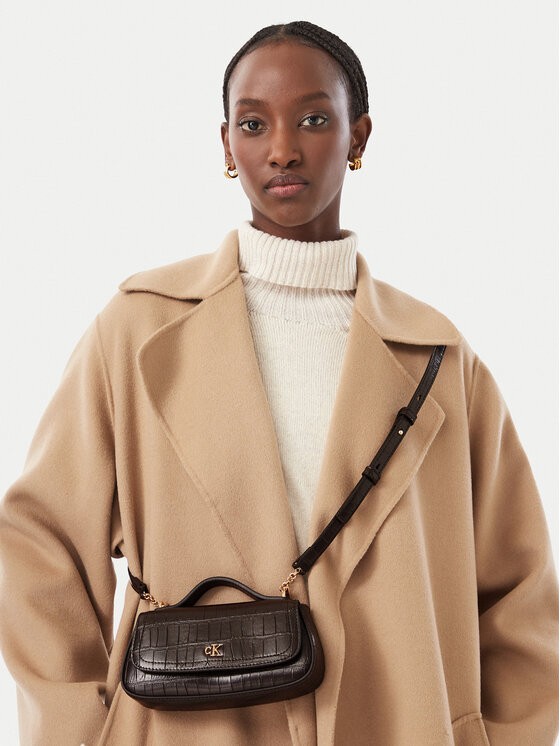 Calvin Klein Torebka Ck Croc Top Handle Bag LV04F3903G Brązowy ciemny
