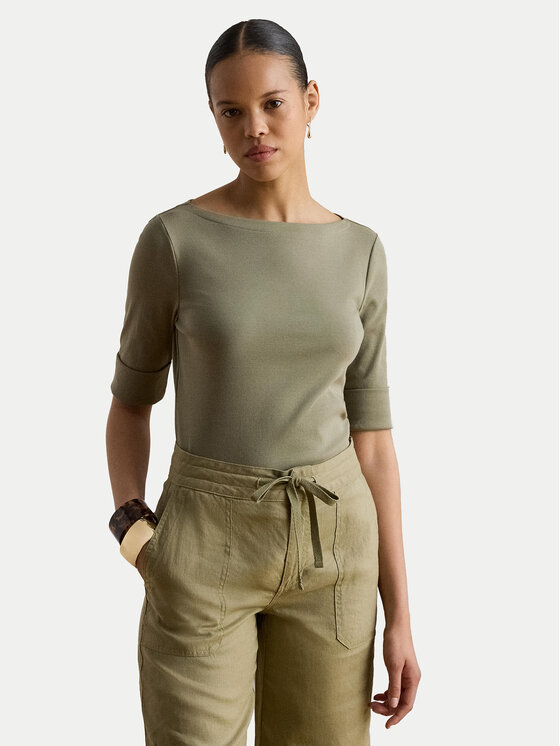LAUREN RALPH LAUREN Bluzka Judy 200654963204 Zielony Slim Fit