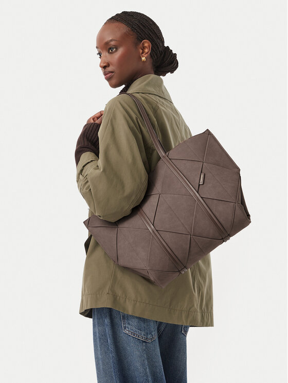 Calvin Klein Torebka Woven Sueded Carryall LV04F3695G Brązowy