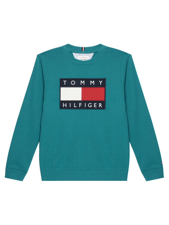 Tommy Hilfiger Bluza KS0KS00709 Turkusowy Regular Fit