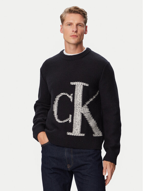 Calvin Klein Jeans Sweter LV04RH311G Czarny Regular Fit
