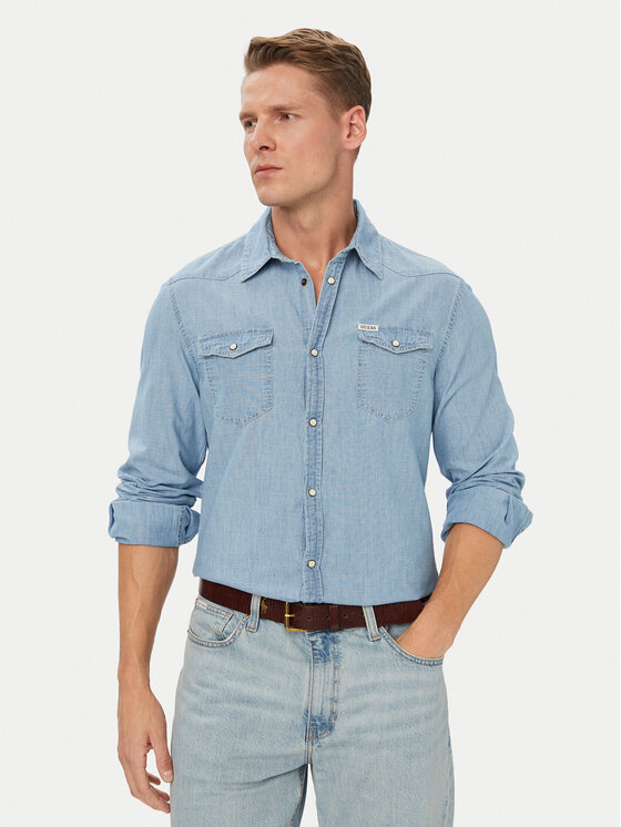 Guess Koszula 183286 Niebieski Classic Fit