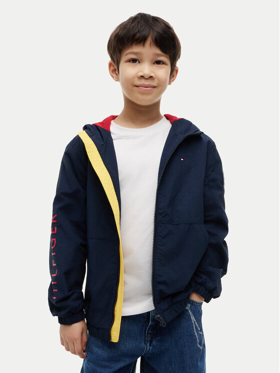 Tommy Hilfiger Kurtka przejściowa Windbreaker Graphic KB0KB10587 Granatowy Regular Fit