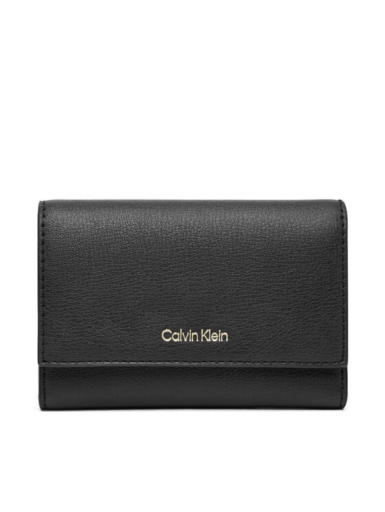 Calvin Klein Portfel Foil Logo Trifold W/ Zip Pocket LV04F1117G Czarny