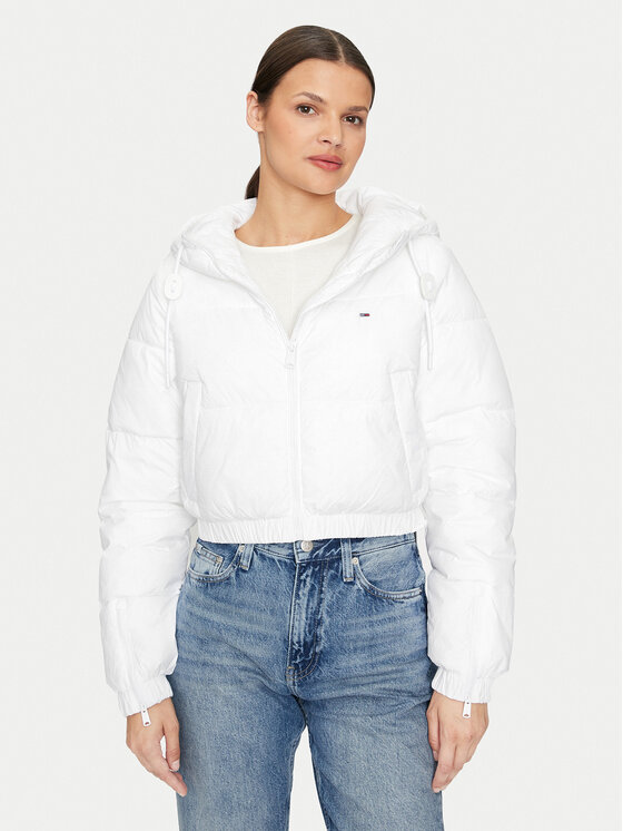 Tommy Jeans Kurtka zimowa DW0DW18313 Biały Cropped Fit