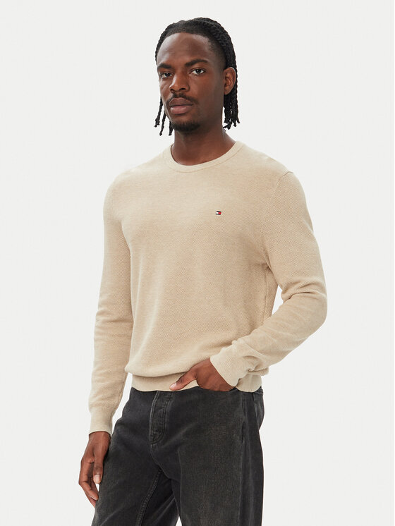 Tommy Hilfiger Sweter Essential MW0MW36347 Beżowy jasny Regular Fit