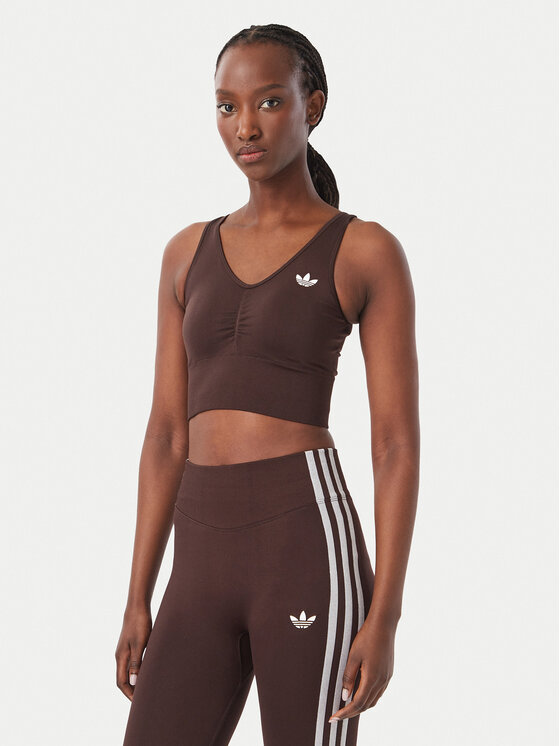 adidas Biustonosz sportowy Essentials Seamless Bralette IA4524 Brązowy Regular Fit