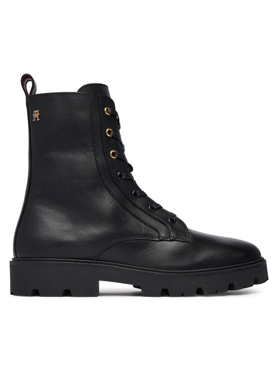 Tommy Hilfiger Trzewiki TH Stud Leather Lace-Up Boot FW0FW09571 Czarny