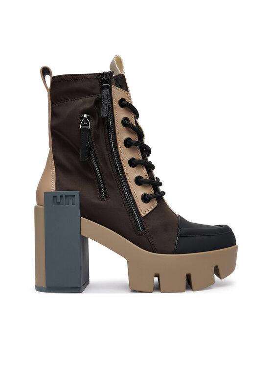 United Nude Botki Grip Cap Mid 11031161201 Brązowy ciemny