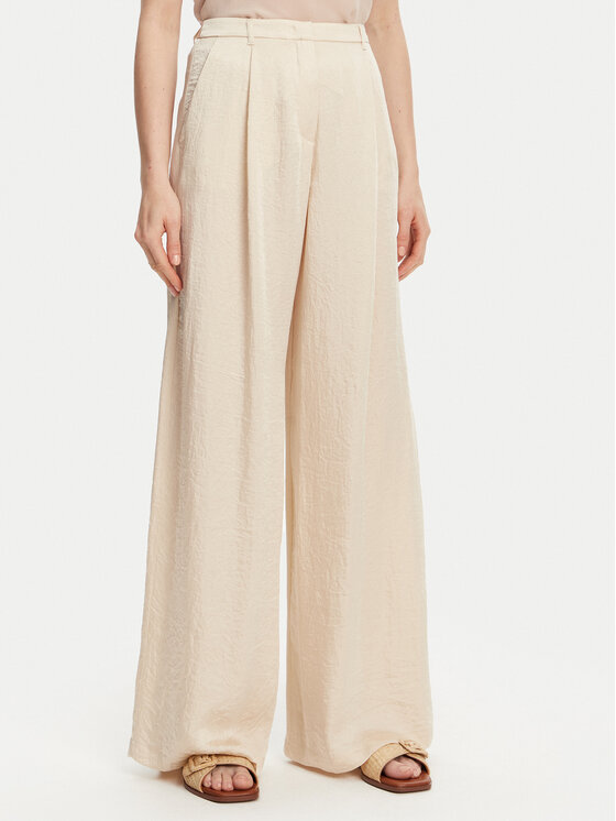 Marella Spodnie palazzo Silico 2513131125 Écru Wide Leg