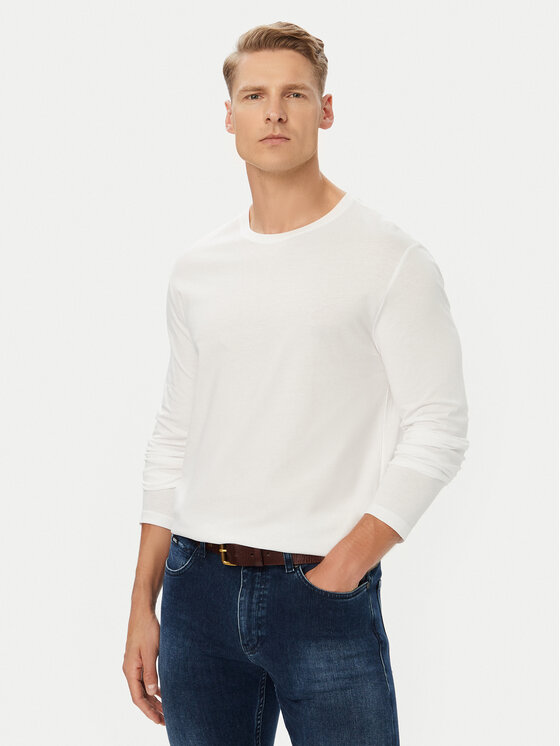 United Colors Of Benetton Longsleeve 3U53J1F05 Biały Relaxed Fit