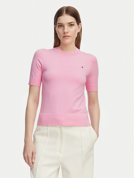 Tommy Hilfiger Sweter WW0WW49705 Różowy jasny Slim Fit