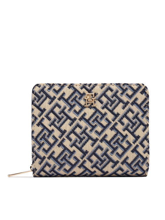 Tommy Hilfiger Portfel Th Icon Med Za W/ Flap Jacquard AW0AW18759 Niebieski