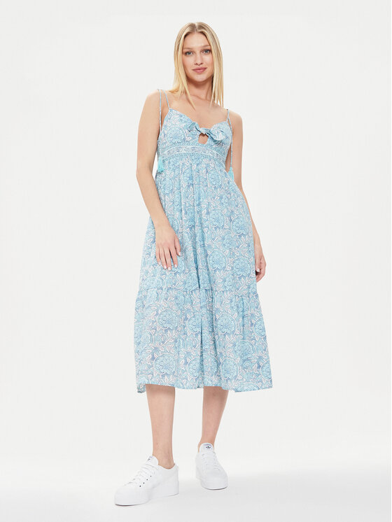 Pepe Jeans Sukienka letnia Mallory Print PL953533 Niebieski Regular Fit