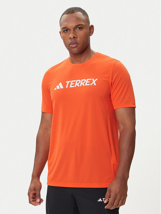 adidas T-Shirt Terrex Multi Climacool Logo Tech JI9236 Pomarańczowy Regular Fit