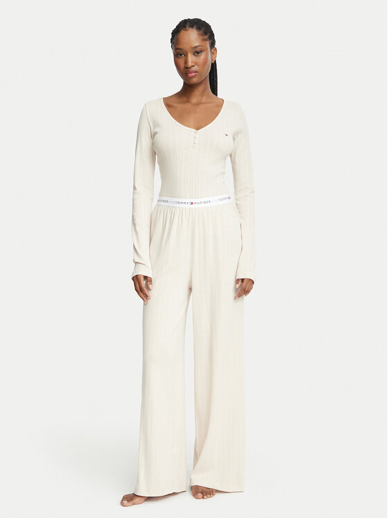 Tommy Hilfiger Piżama UW0UW06602 Kremowy Regular Fit
