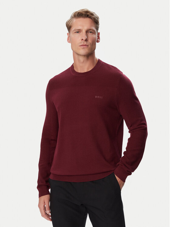 BOSS Sweter Momentum-X Cn 50547507 Bordowy Regular Fit