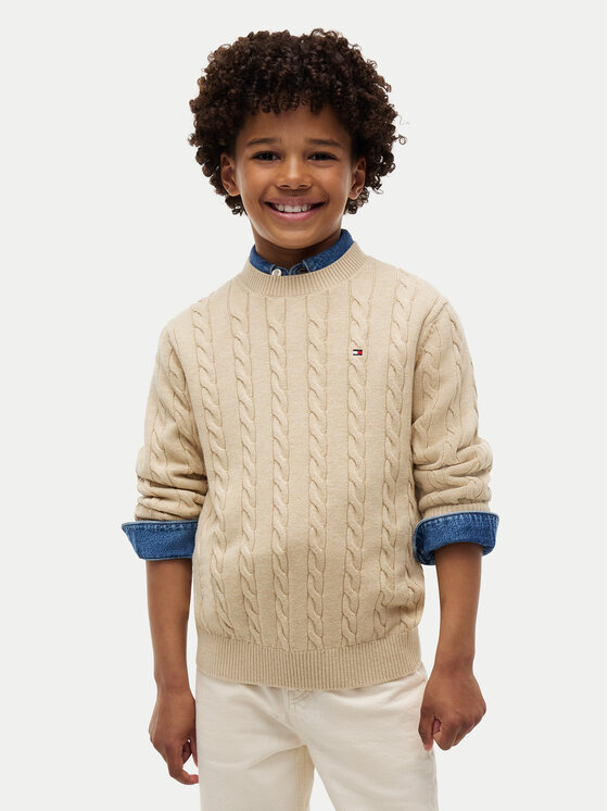Tommy Hilfiger Sweter Cable  KB0KB09753 Beżowy Regular Fit